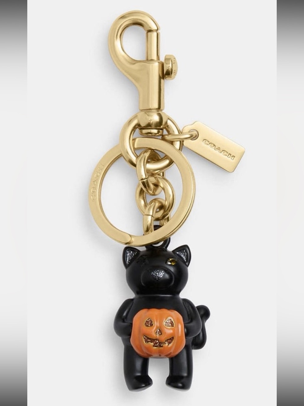 🎃🐈‍⬛🎃 COACH BLACK CAT WITH PUMPKIN BAG CHARM 🎃🐈‍⬛🎃 NWT